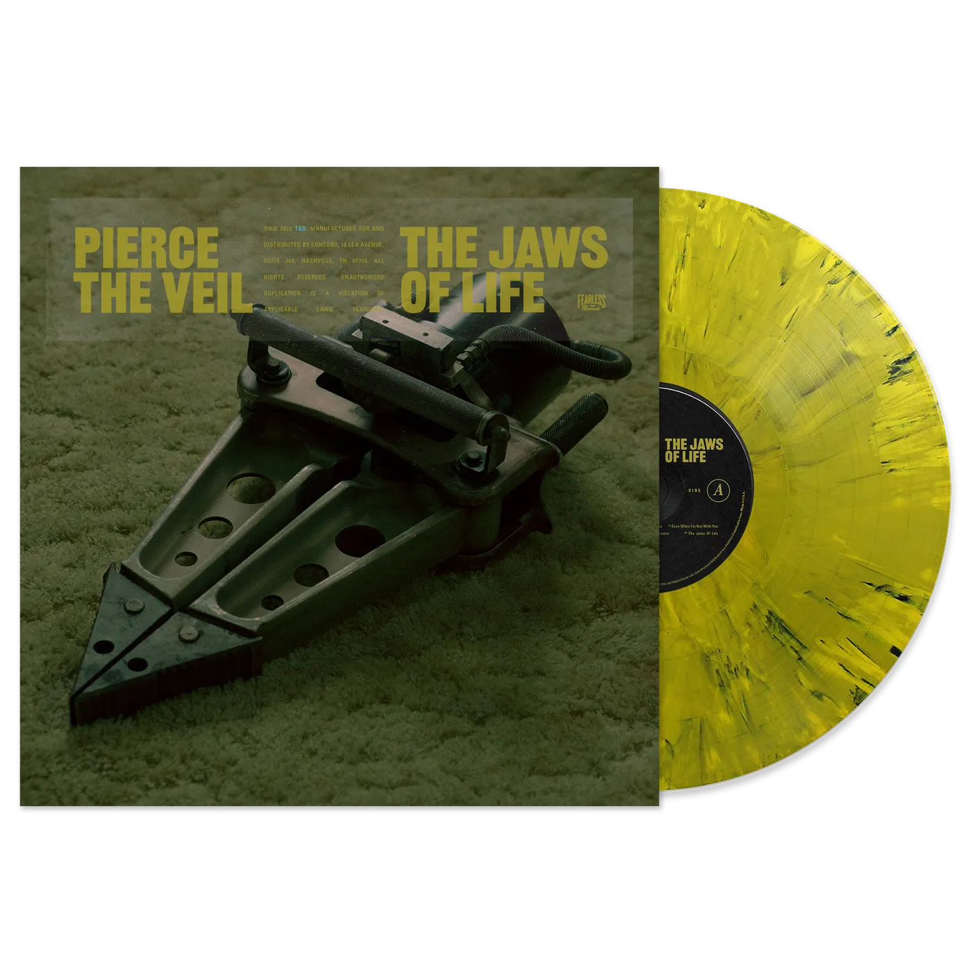 Pierce The Veil "The Jaws Of Life" Yellow And Black Marble Vinyl