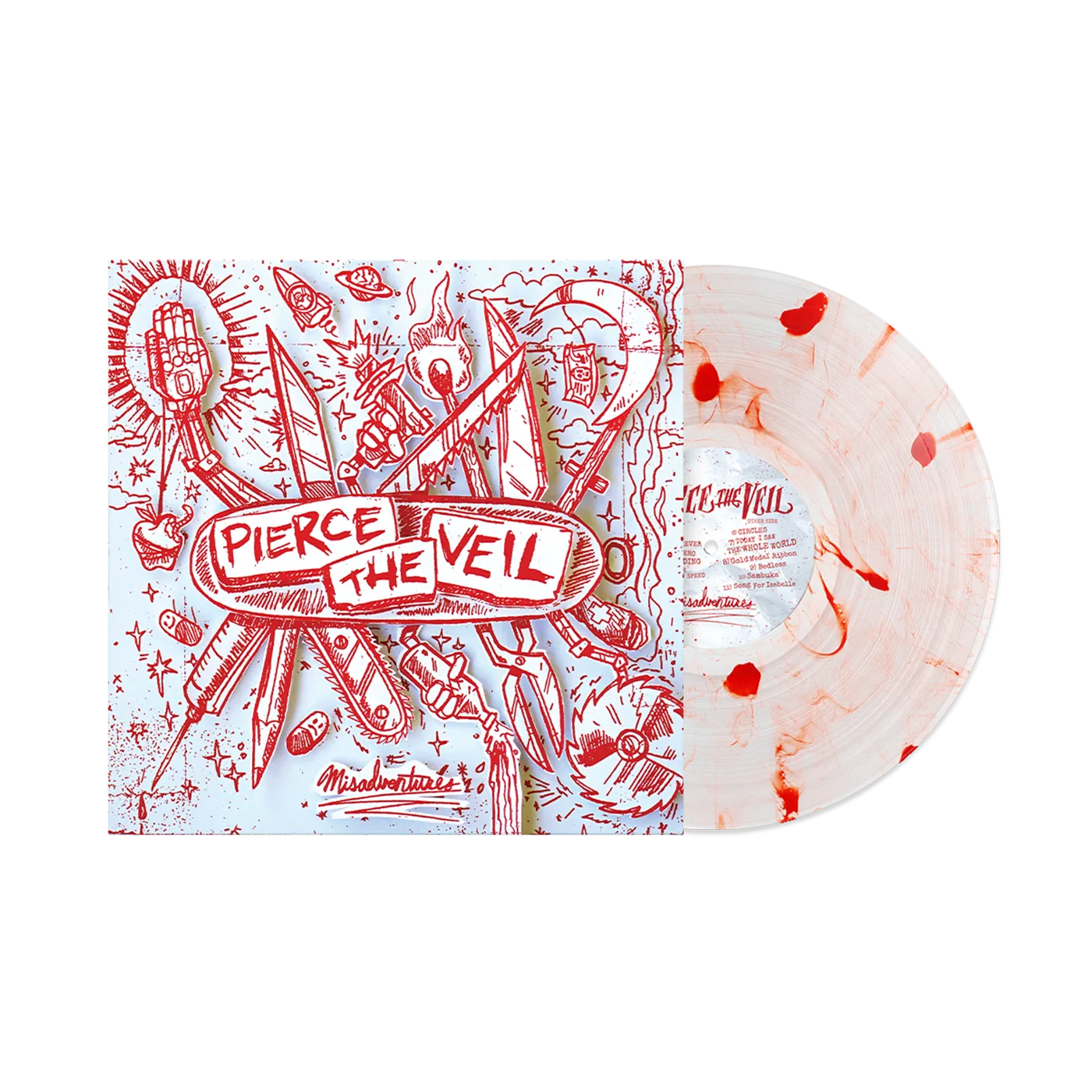 Pierce The Veil "Misadventures" Clear w/ Red Blobs Vinyl
