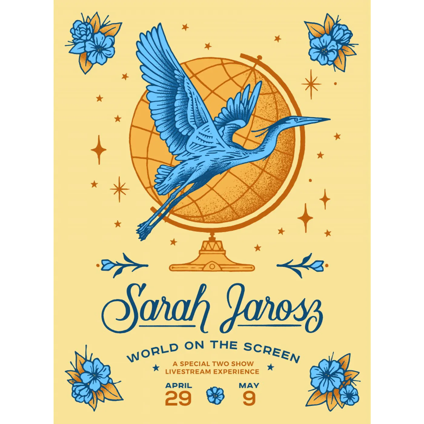 Sarah Jarosz World On The Screen Livestream Limited Edition 18x24 Silkscreen Poster