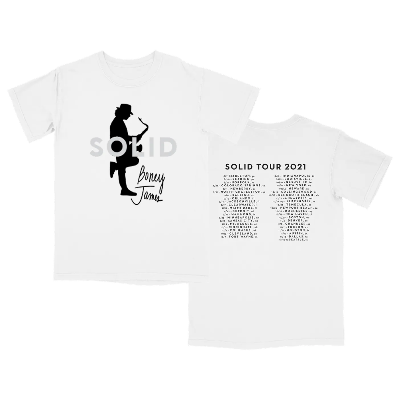 Boney James WHITE SOLID TOUR 2021 TEE