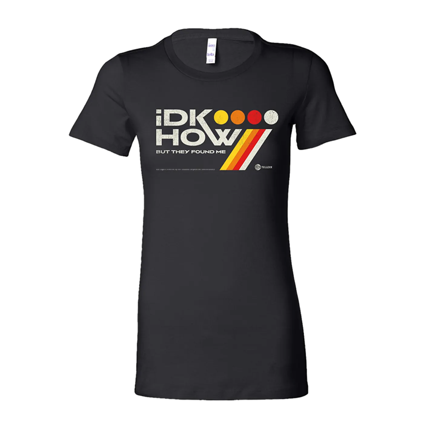 I DONT KNOW HOW BUT THEY FOUND ME Girls Colored Dots Black Tee