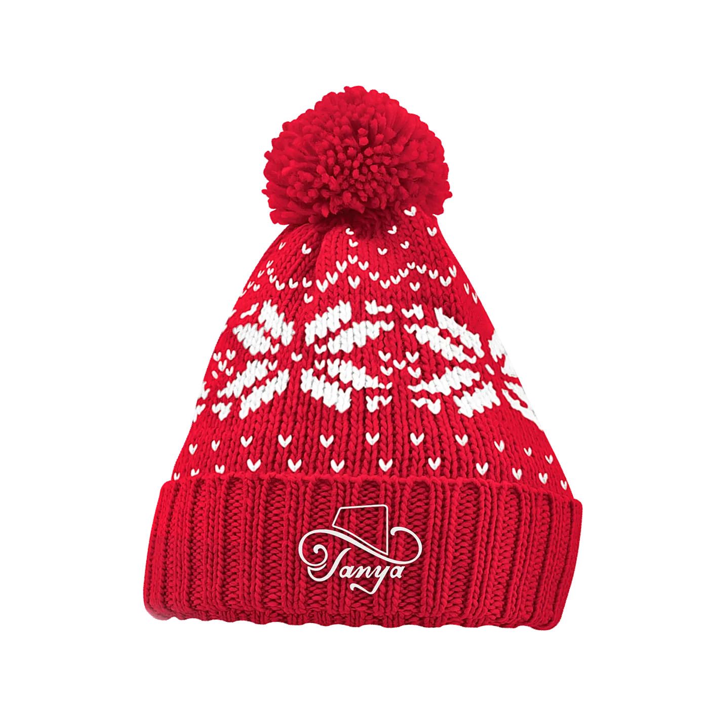 Tanya Tucker Red and White Pom Beanie