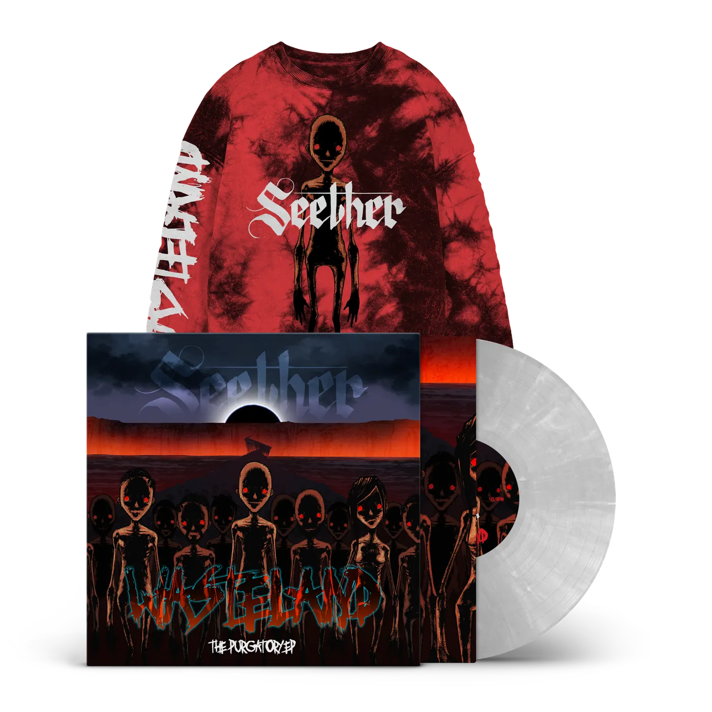 Seether Wasteland Tie Dye Sweatshirt + Vinyl Bundle