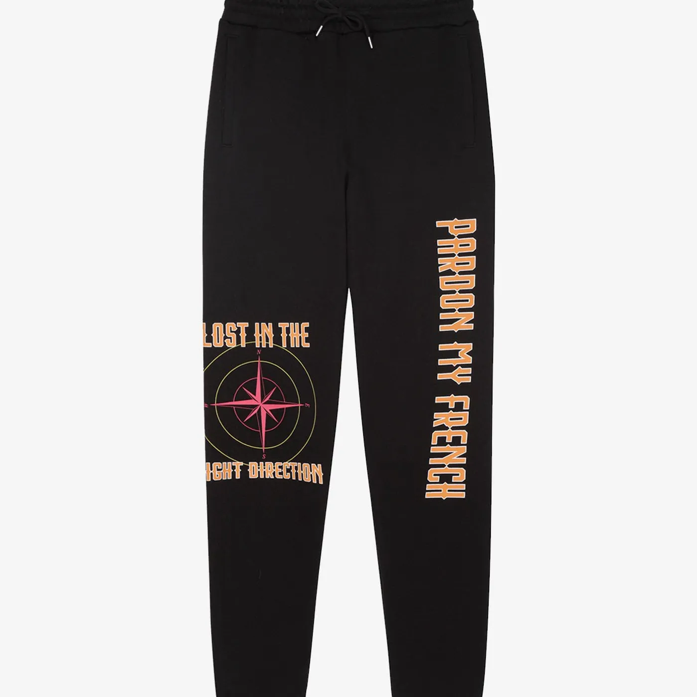 PANTALON PARDON MY FRENCH NOIR LOST IN RIGHT DIRECTION