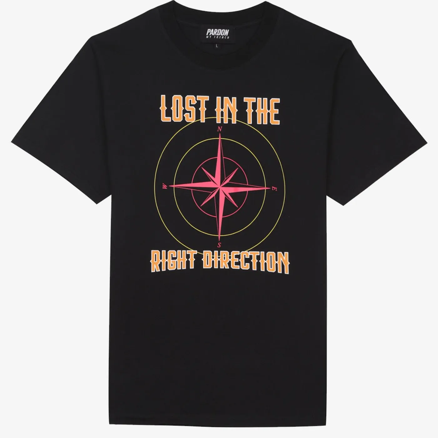 T-SHIRT PARDON MY FRENCH NOIR LOST IN RIGHT DIRECTION