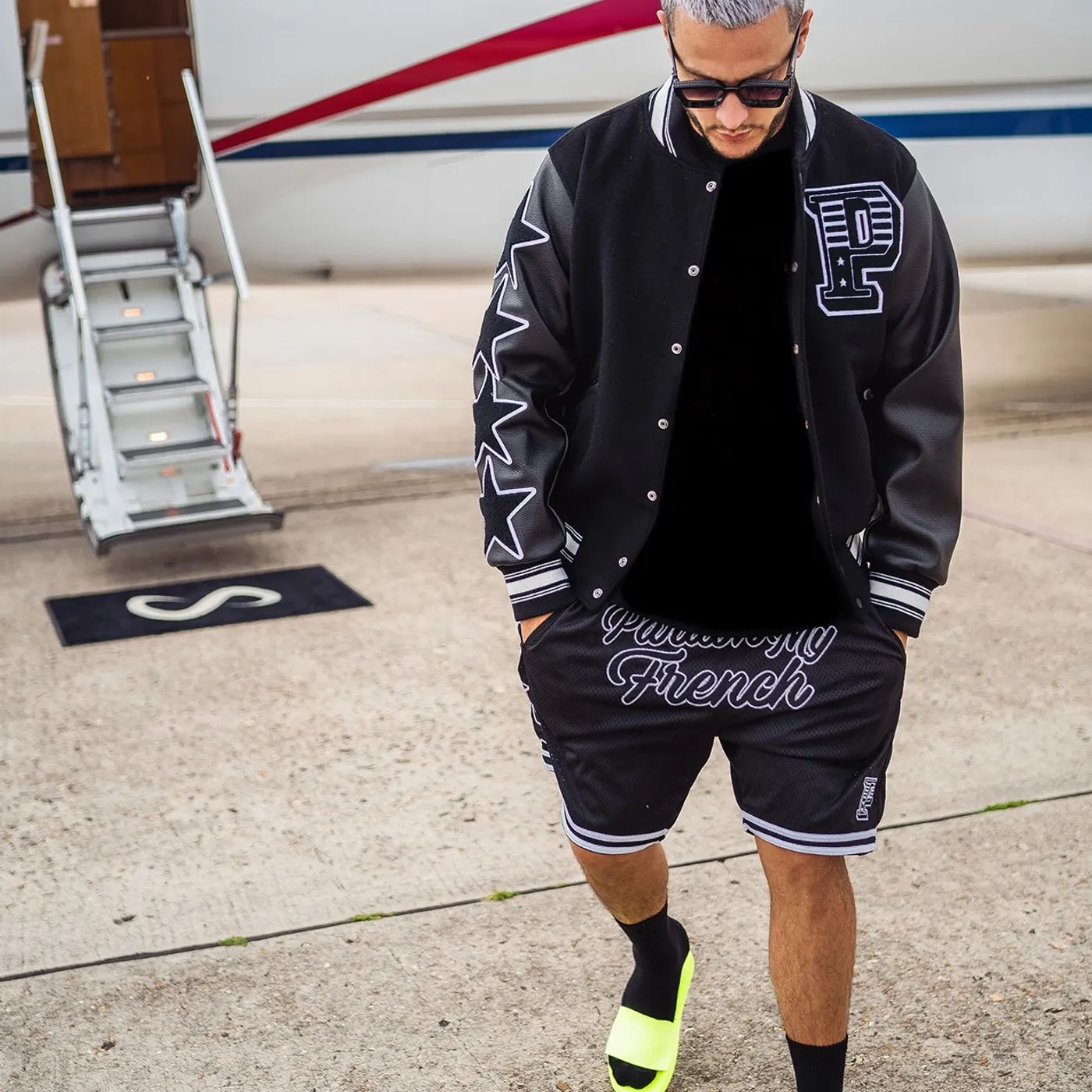 SHORT NOIR PARDON MY FRENCH VARSITY
