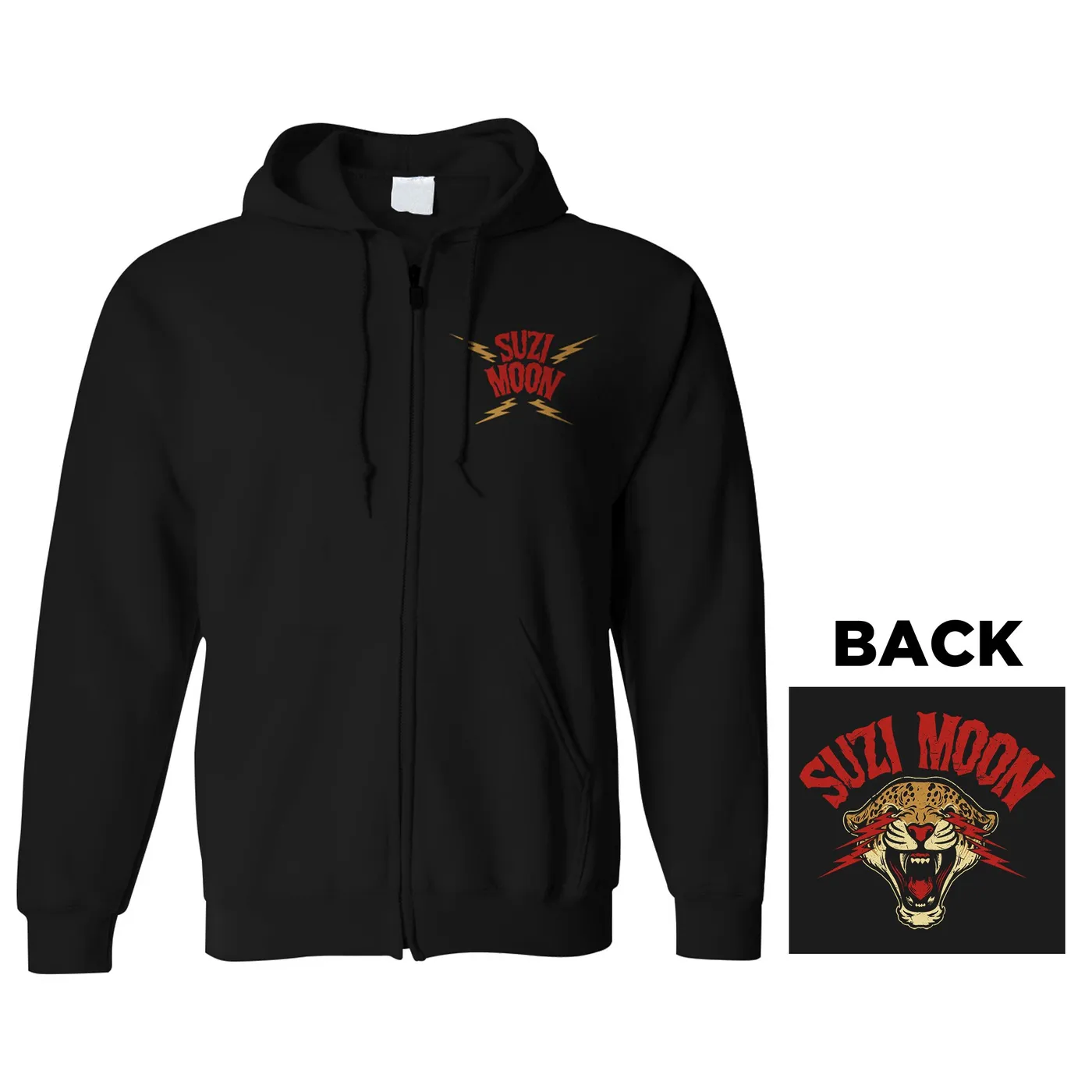 Suzi Moon - Cat - Black - Zip-Up Hooded Sweatshirt