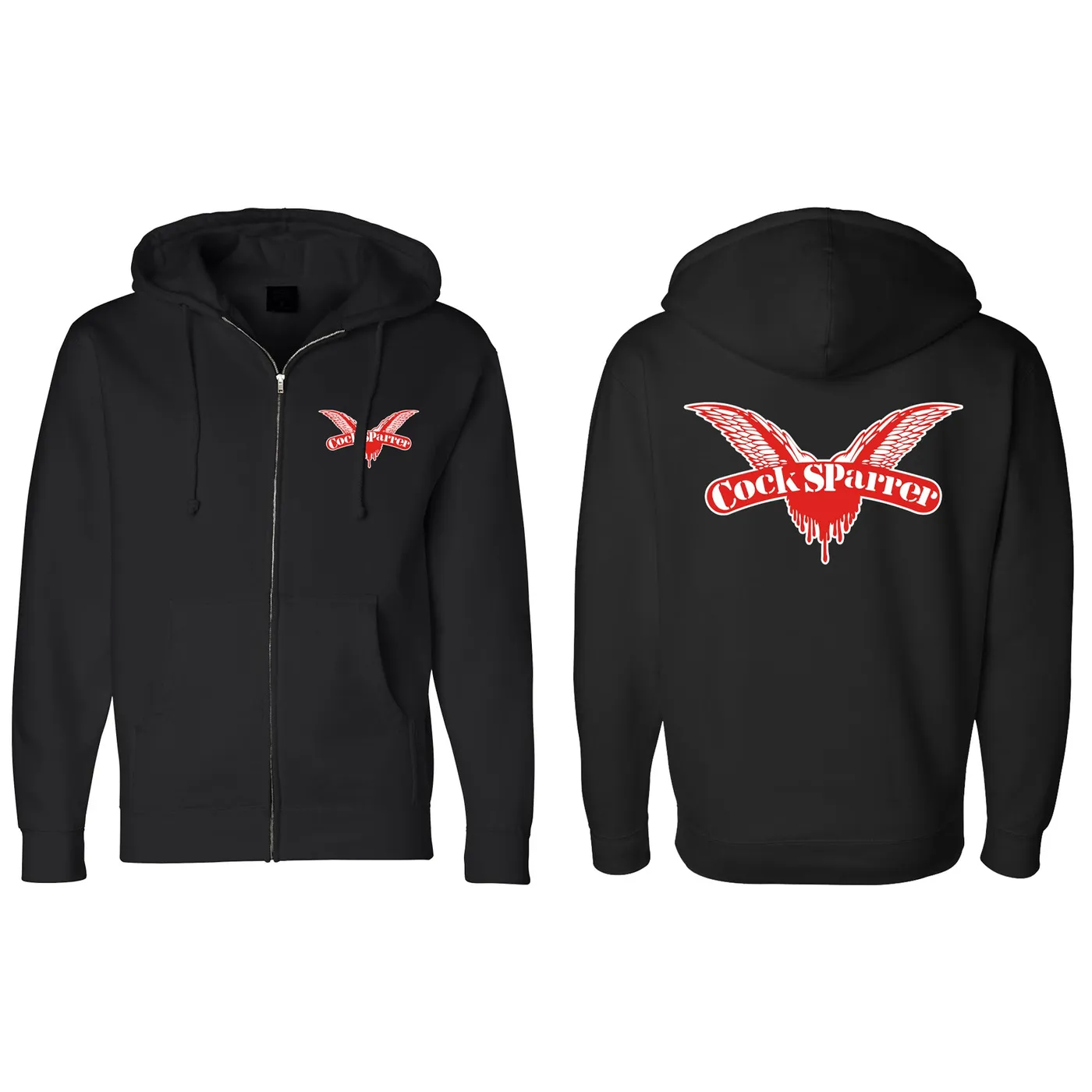 Cock Sparrer- Wings - Red on Black - Zip-Up Hoodie