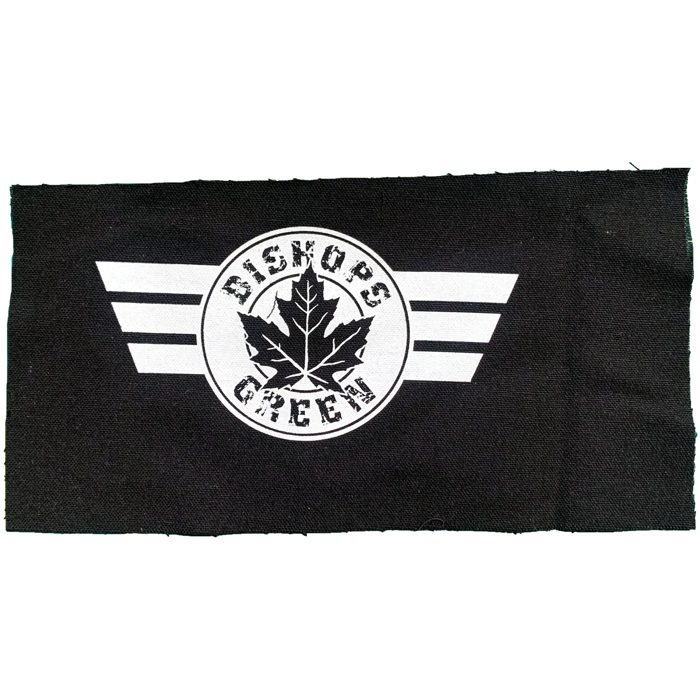 Bishops Green - Maple Leaf - Black - Patch - Cloth - Screenprinted - 4" x 7"