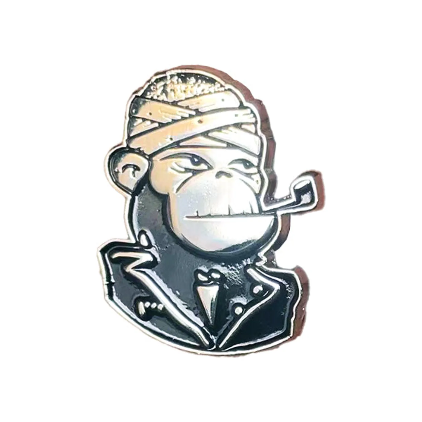 DeeCRACKS - Shaped Monkey - Black & Silver - 1.25” Enamel Pin