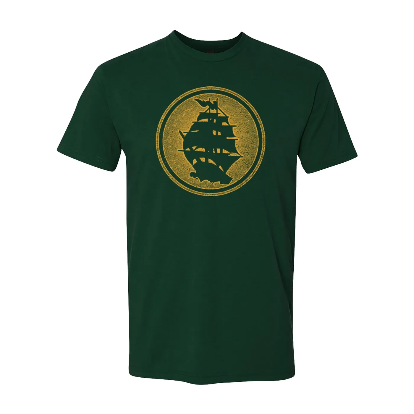 Pirates Press Records Pirates Press - Circle Logo - Gold on Forest Green - T-Shirt