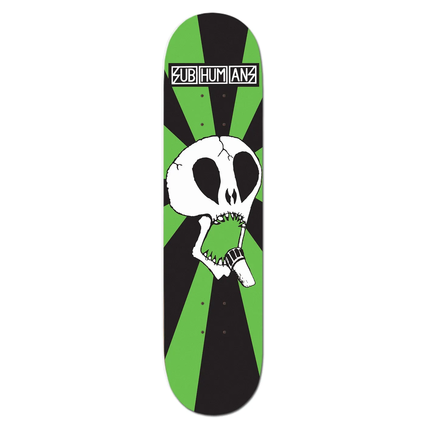 Subhumans - Skull & Small Logo - Green Skateboard Deck