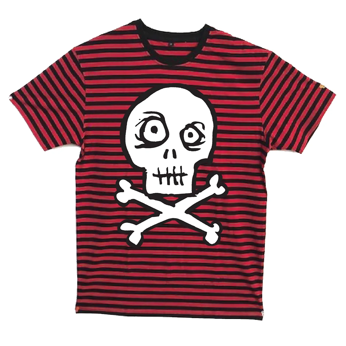 Kepi Ghoulie - Classic Skull - White on Red & Black Striped - T-shirt - Youth