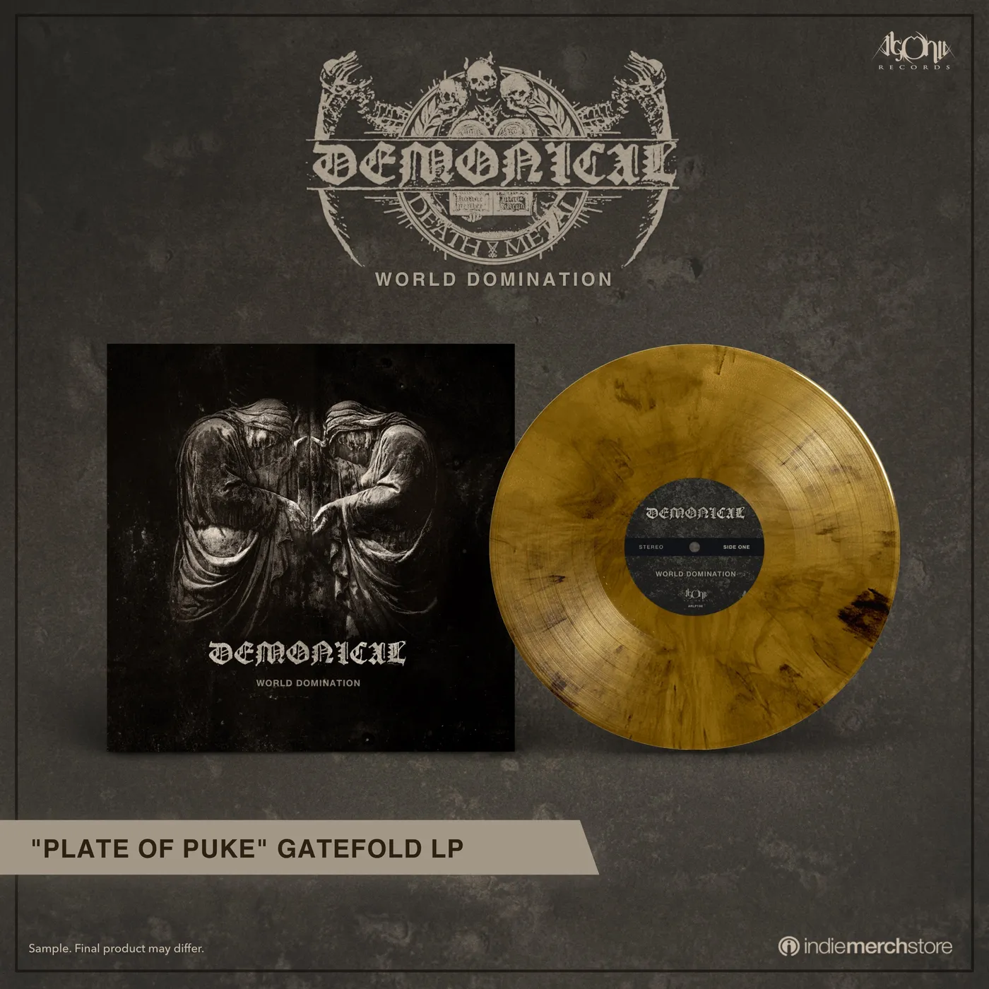Demonical "World Domination ('plate of puke' vinyl)" Limited Edition 12"