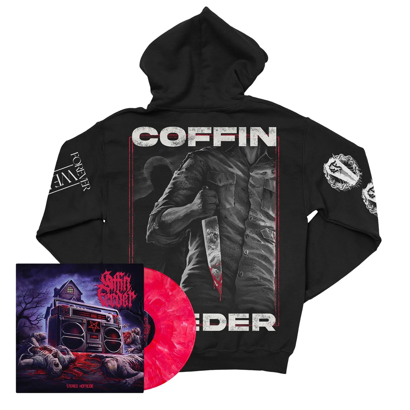 Coffin Feeder "Stereo Homicide Hoodie + Marble Vinyl" Bundle