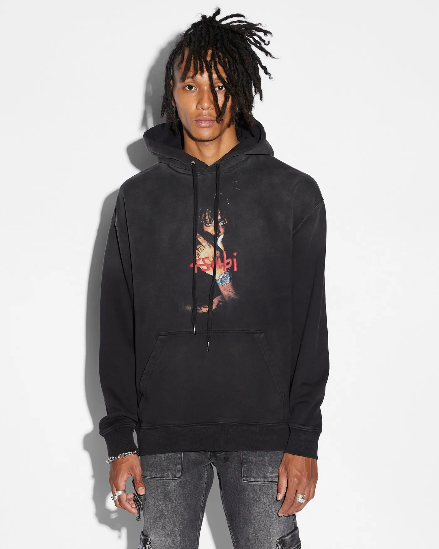 999 JUICE WRLD BIGGIE HOODIE JET BLK FADE