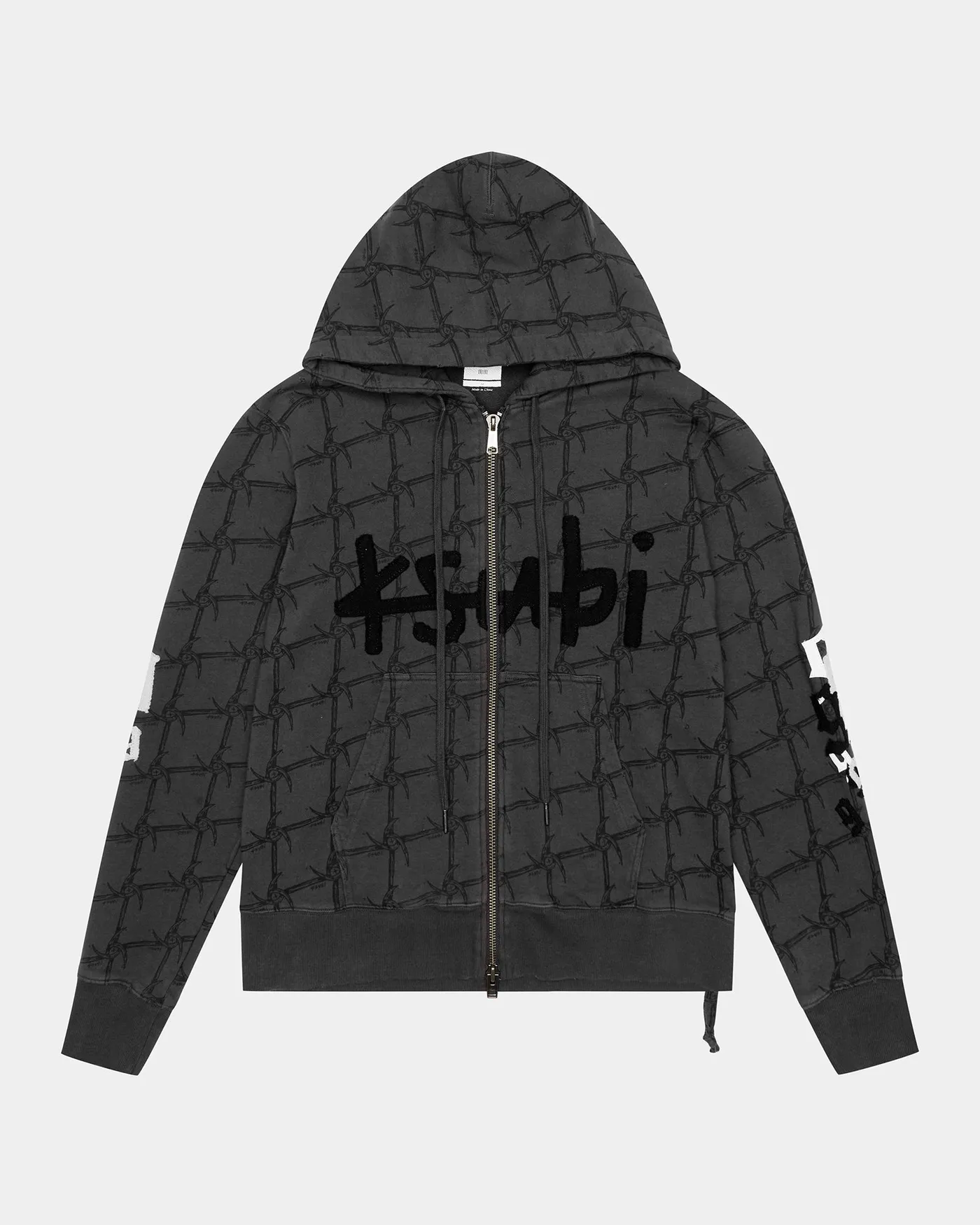 Juice WRLD 999 ZIP THRU KASH HOODIE FADED BLACK