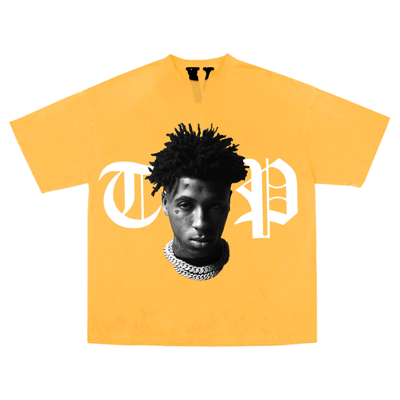 YoungBoy Never Broke Again YoungBoy NBA X VLONE Peace Hardly Tee in Yellow + Digital Album