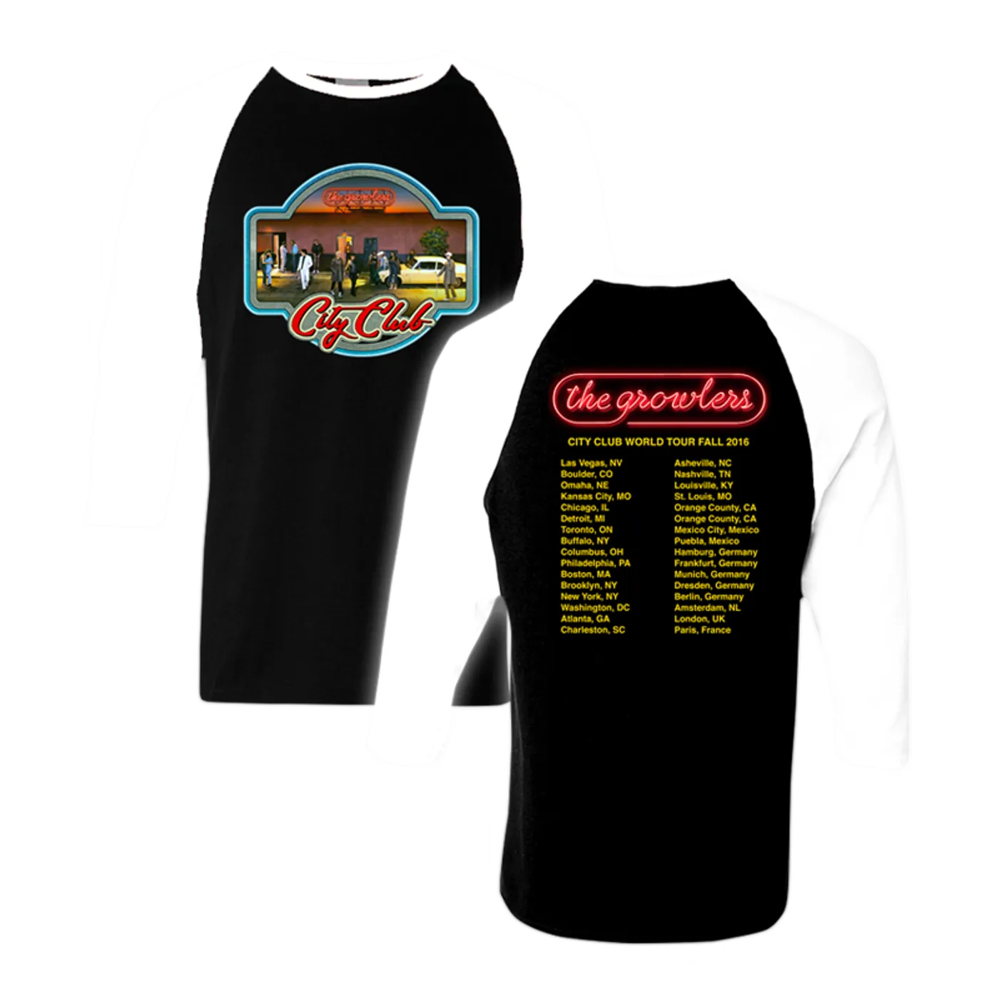 The Growlers City Club Fall Tour 2016 Iron-On Baseball T-Shirt
