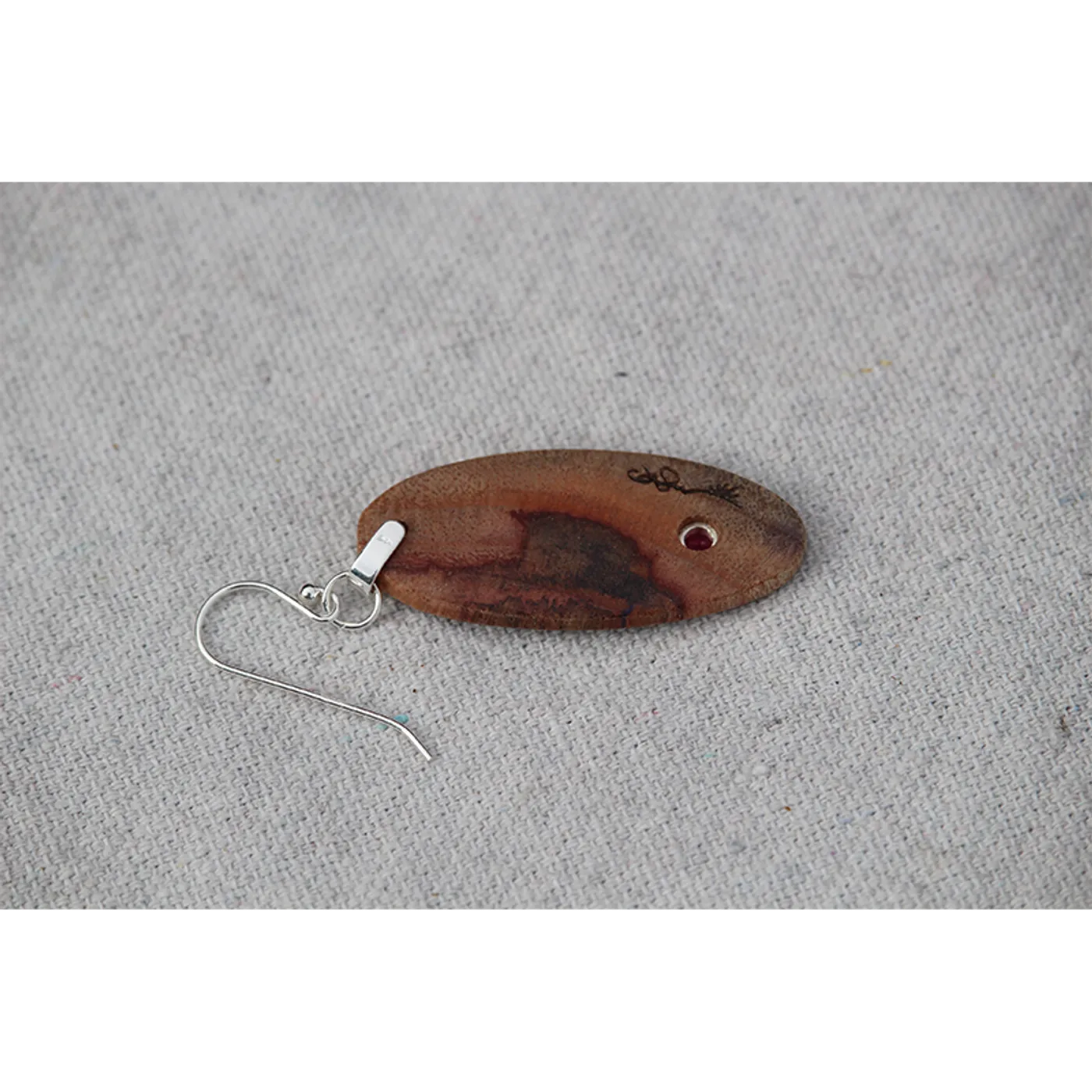Jason Mraz Avocado Wood Earrings with Ruby