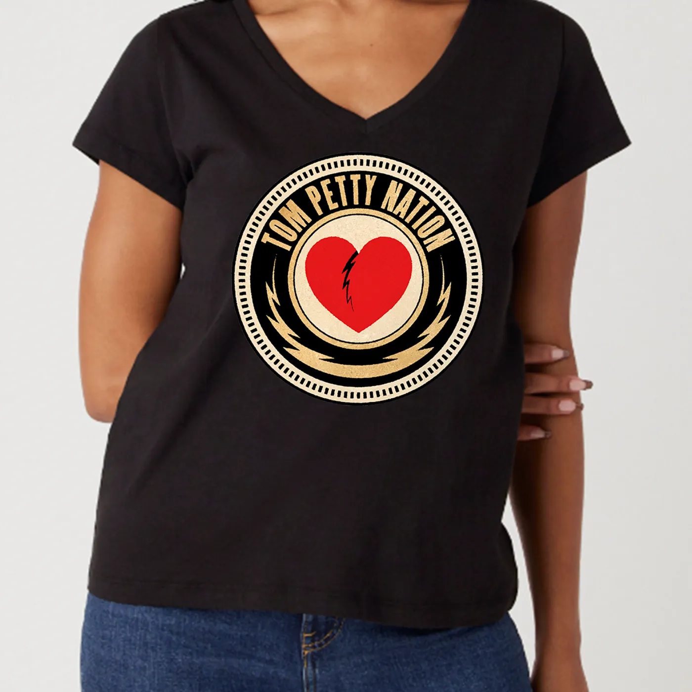 Official Tom Petty Nation Logo Ladies  V-Neck