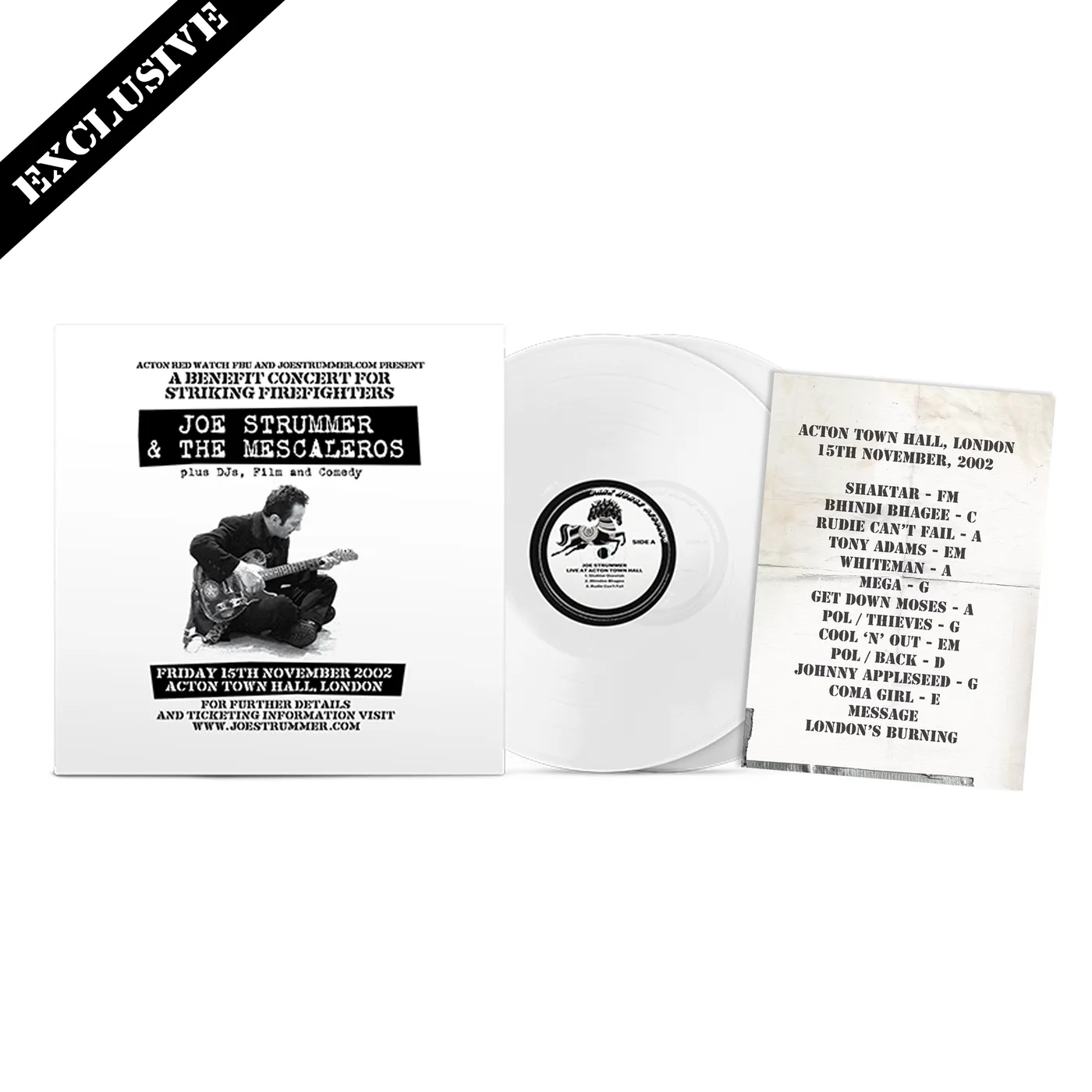 Joe Strummer Live At Acton Town Hall - Clear Vinyl 2LP + D2C Store Exclusive Set List Print