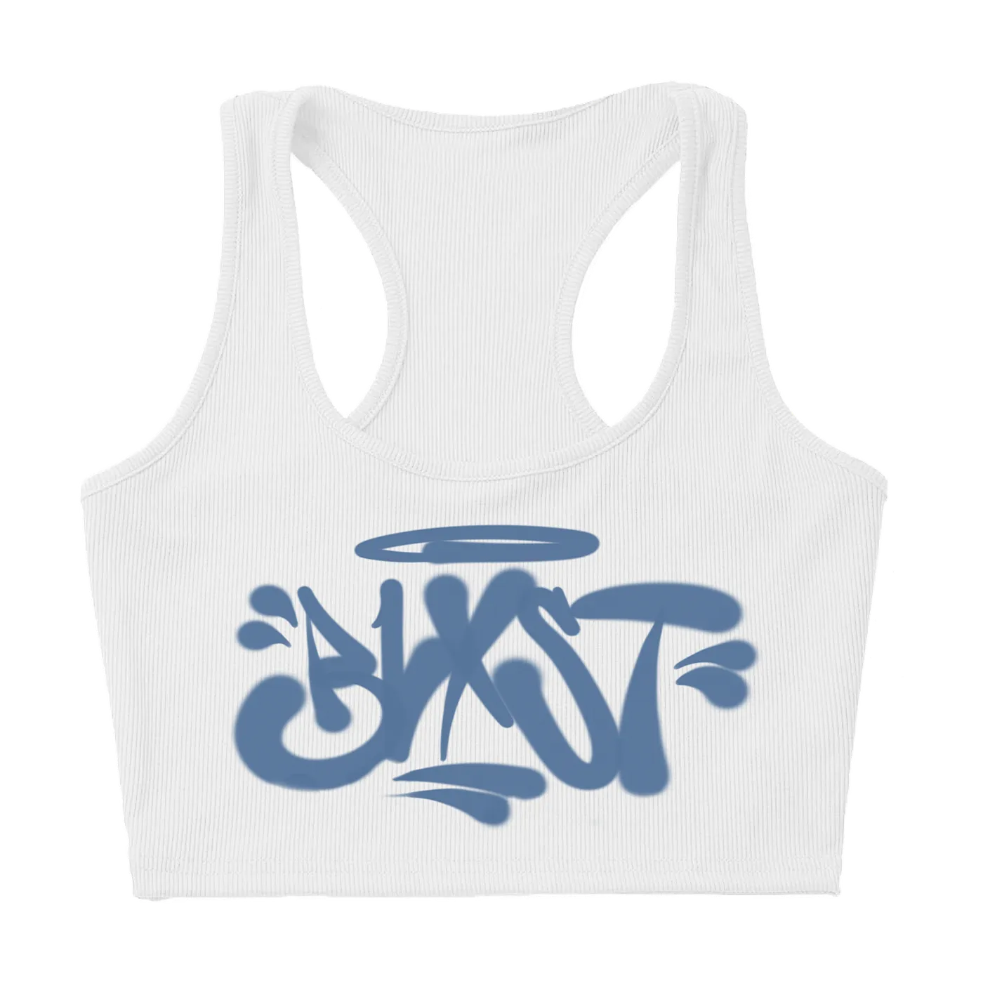 Blxst Graffiti White Crop Tank Top