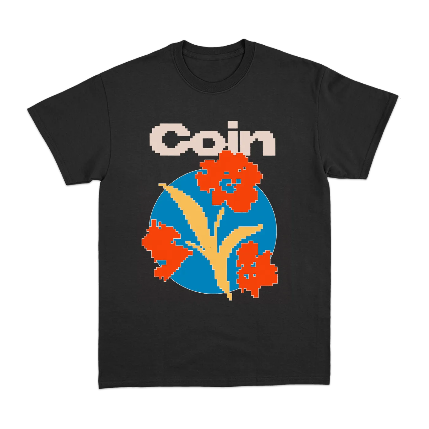 COIN Pixel Flower Black T-Shirt
