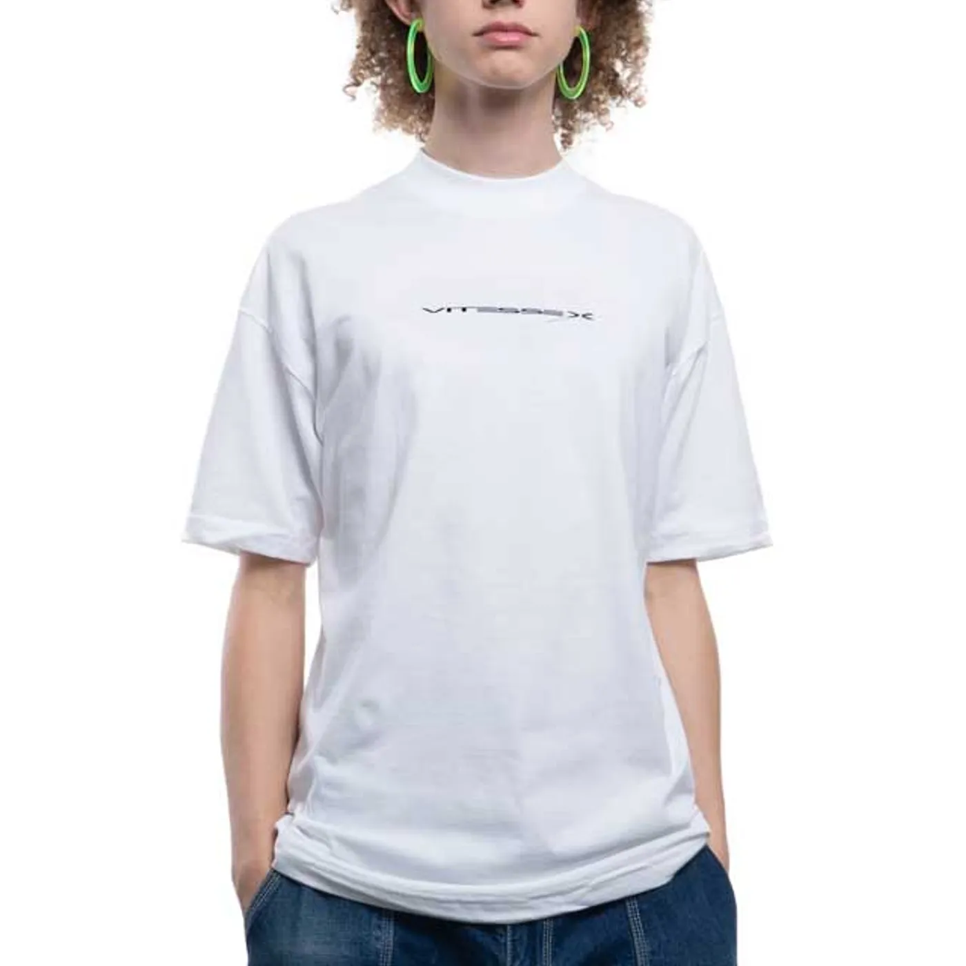 Vitesse X Mock Neck Vitesse Logo T-Shirt (White)