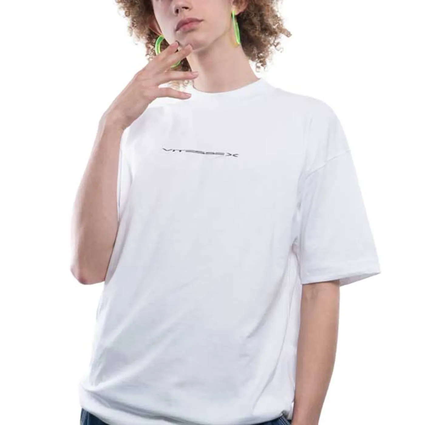 Vitesse X Mock Neck Vitesse Logo T-Shirt (White)