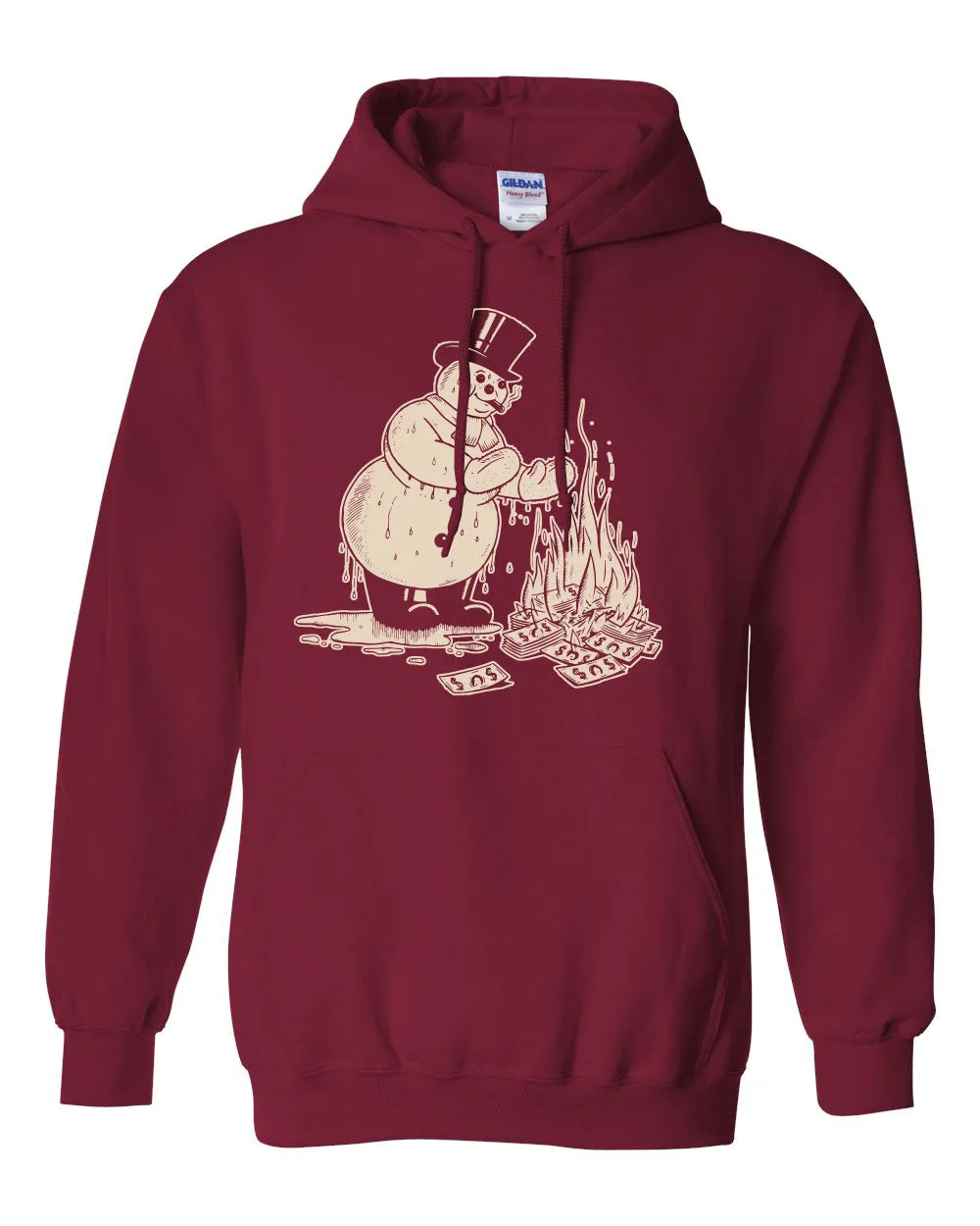 Snowman Hoodie on Cardinal Red (Unisex)