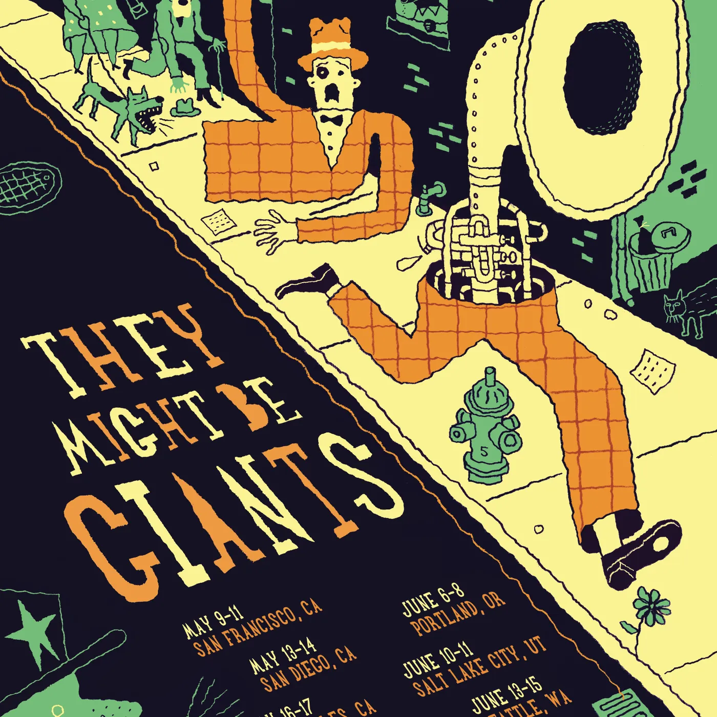 They Might Be Giants 2025 West Coast Tour Poster