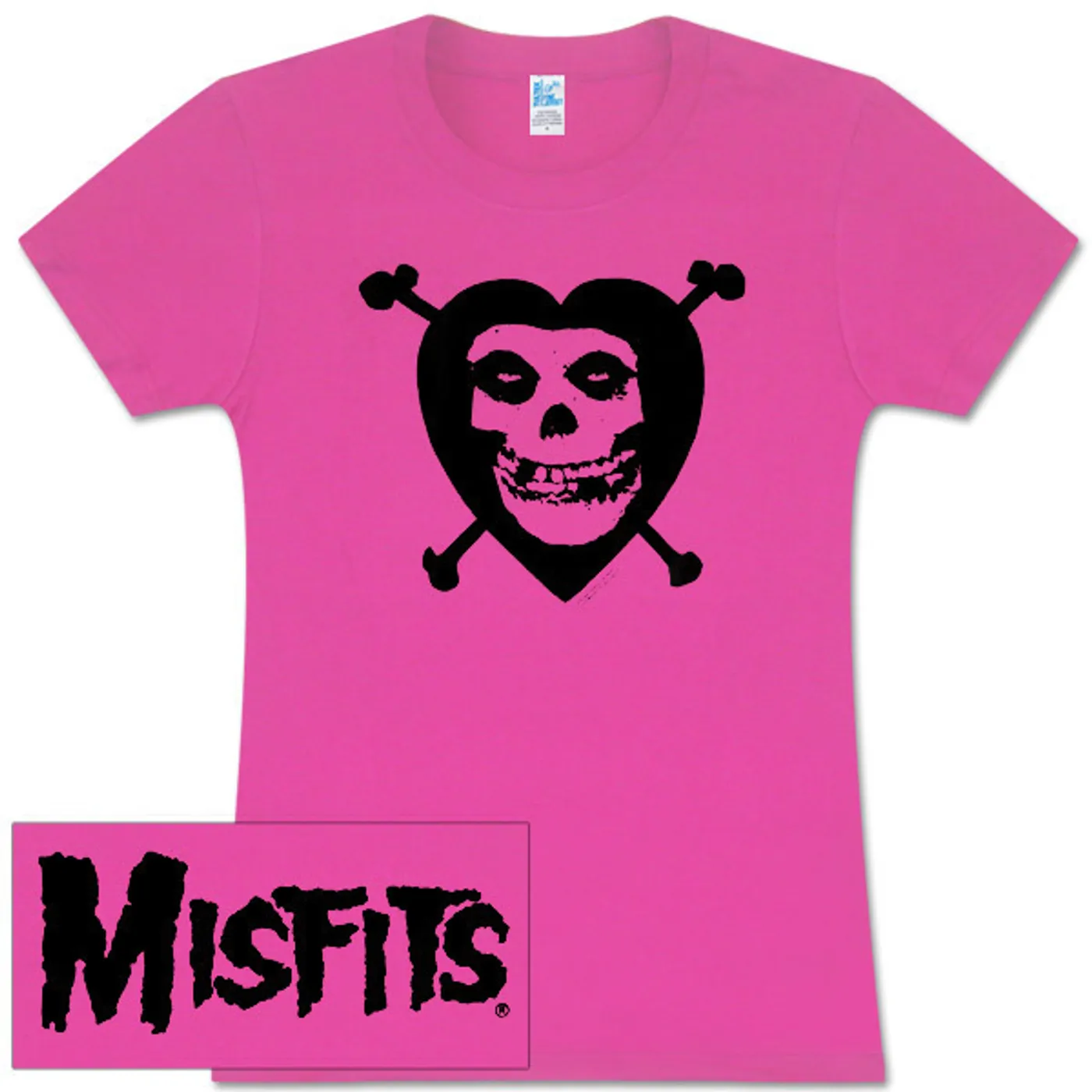 Misfits Heart & Crossbones Pink Fitted Women's Tee