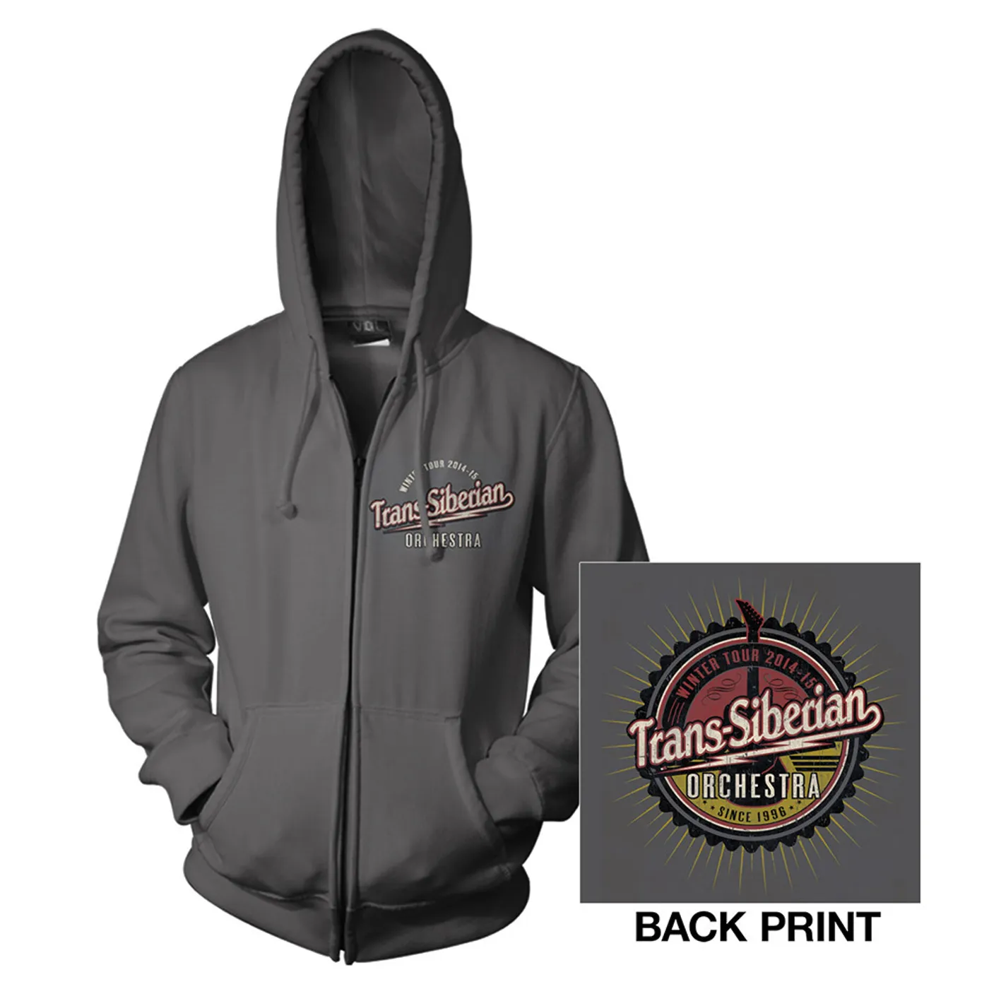 Trans-Siberian Orchestra Charcoal Gray TSO Zip-Up Hoodie