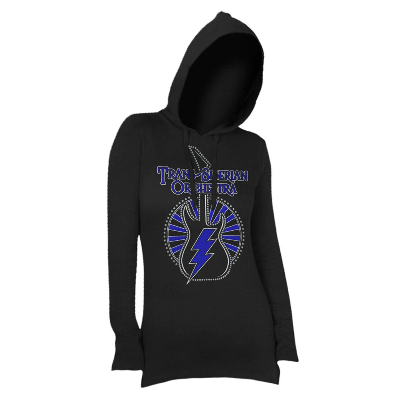 Trans-Siberian Orchestra Ladies Blue Rhinestone Hooded Tee