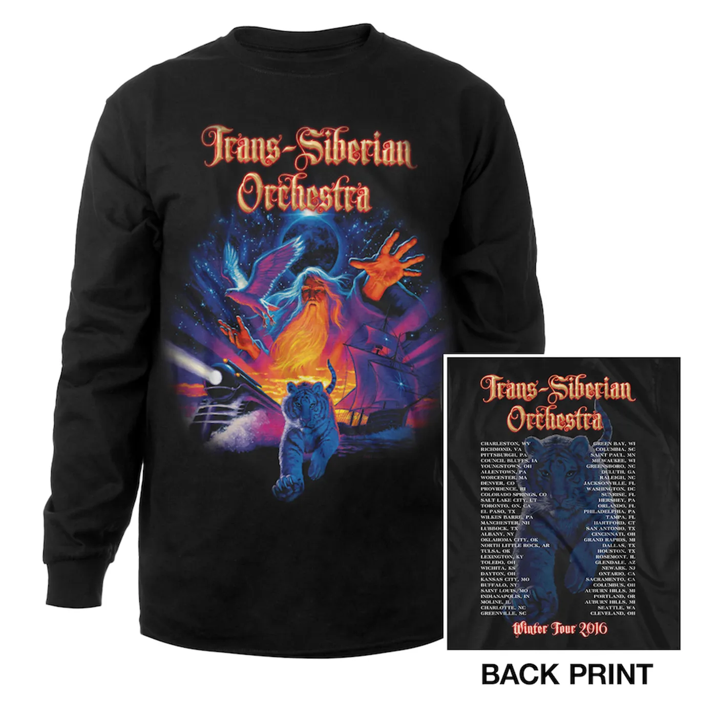 Trans-Siberian Orchestra Tiger Collage Long Sleeve Shirt