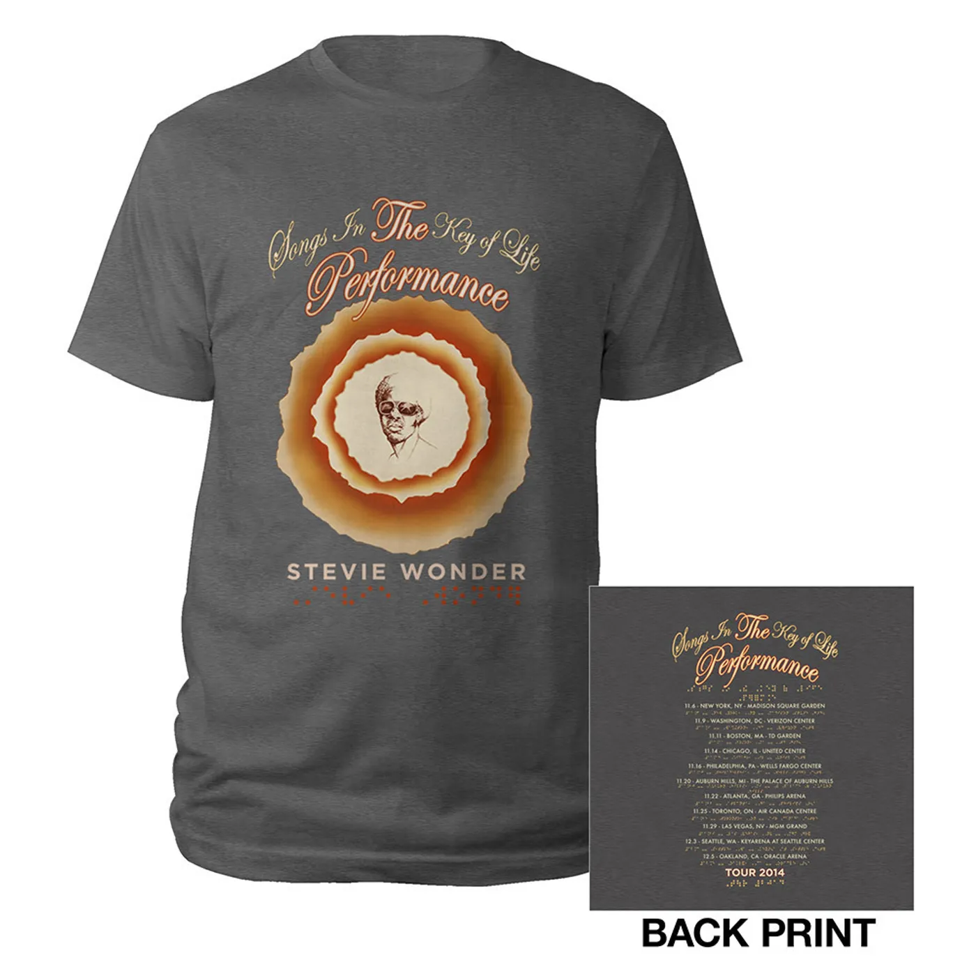 Stevie Wonder Songs In the Key Of Life Performance Tee Charcoal