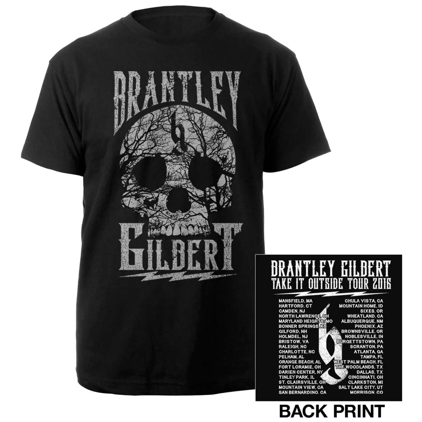 Brantley Gilbert Take it Outside Skull Tee