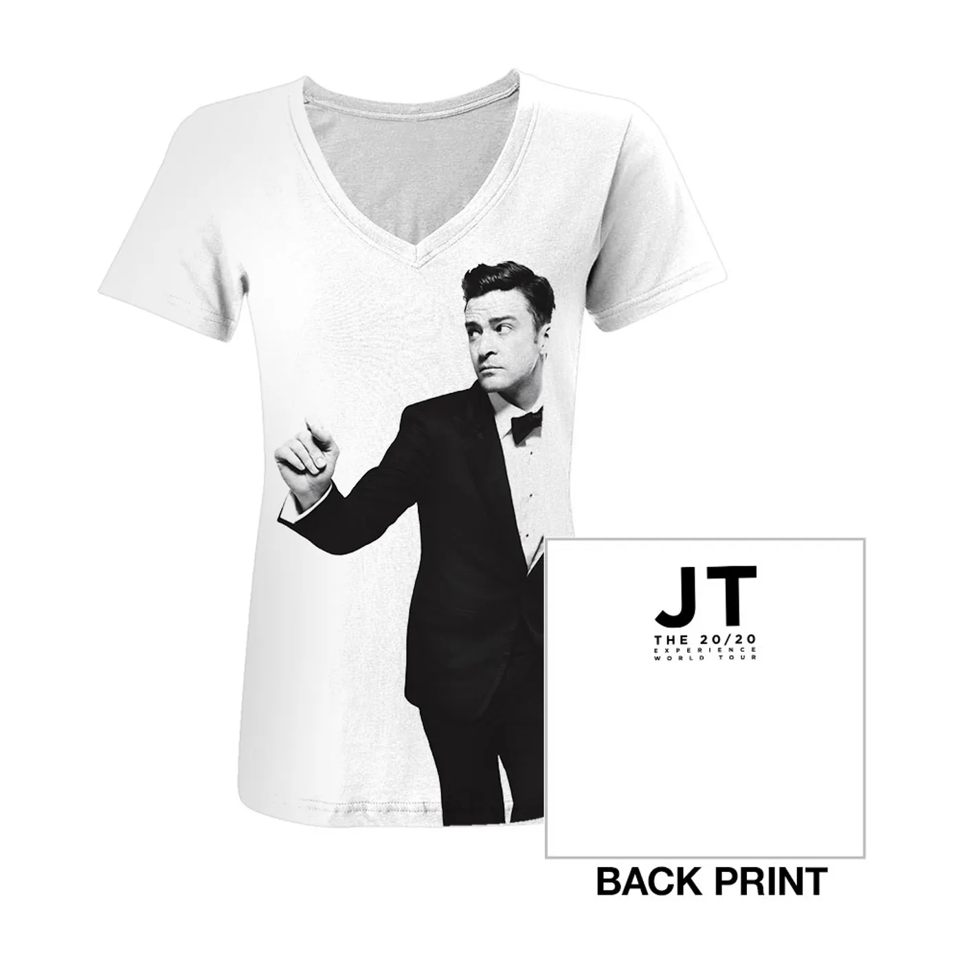 Justin Timberlake Ladies Black & White V-Neck
