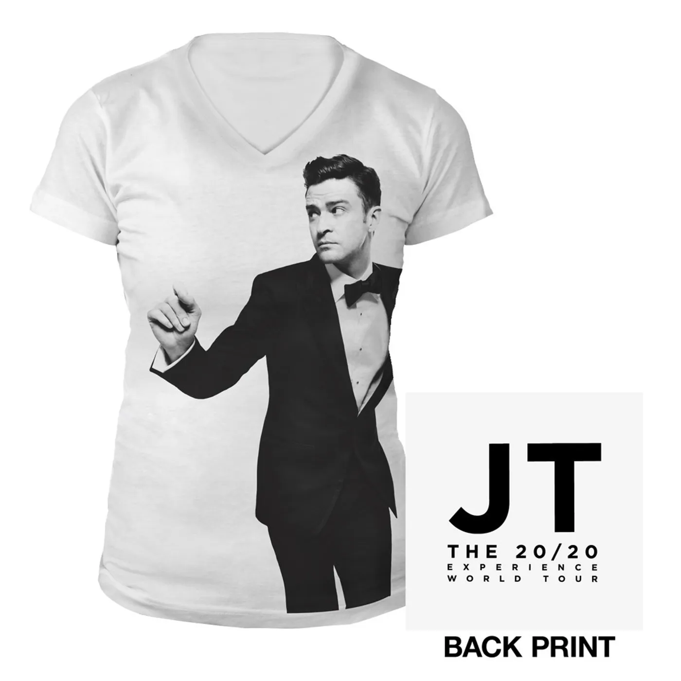 Justin Timberlake Ladies Black & White V-Neck