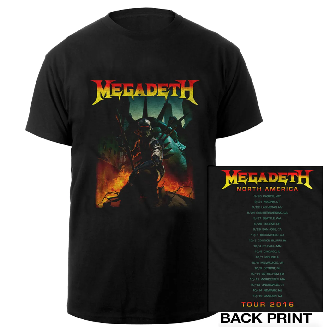 Megadeth Liberty Vic US Tour 2016 Itin Tee