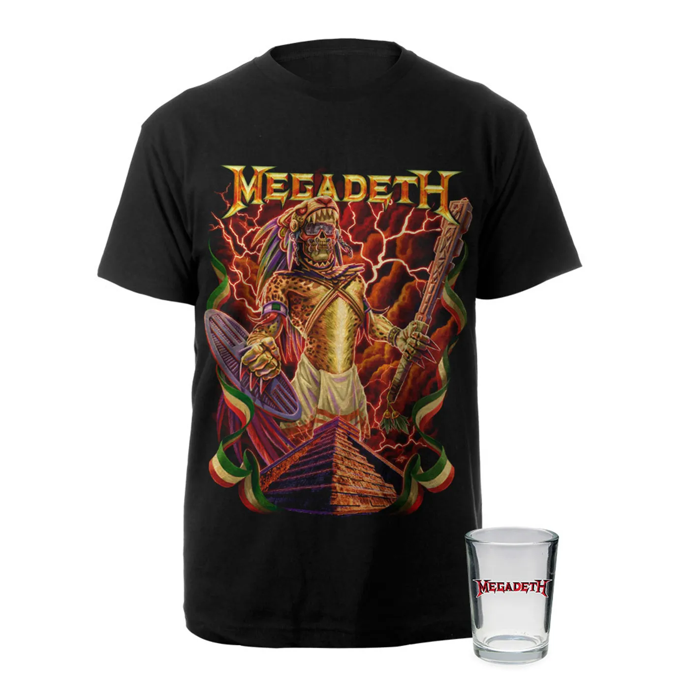 Aztec Vic Megadeth Tee & 4oz Shot Glass Bundle Special - $24.95
