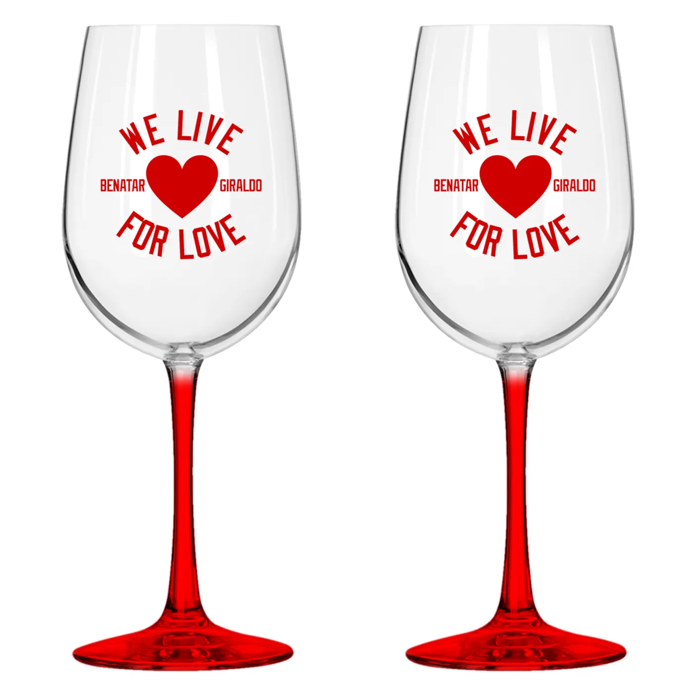 Pat Benatar We Live For Love Wine Glass Set