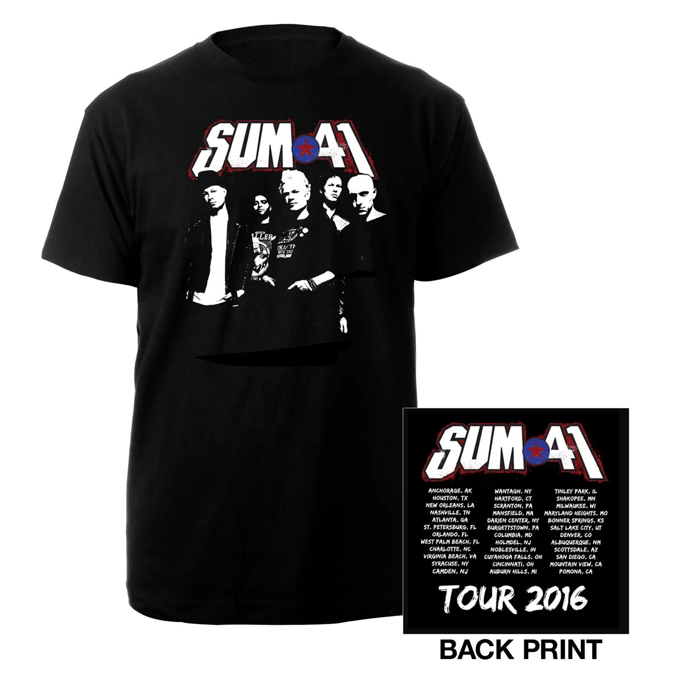 Sum 41 Photo Portrait Summer Tour 2016 Tee