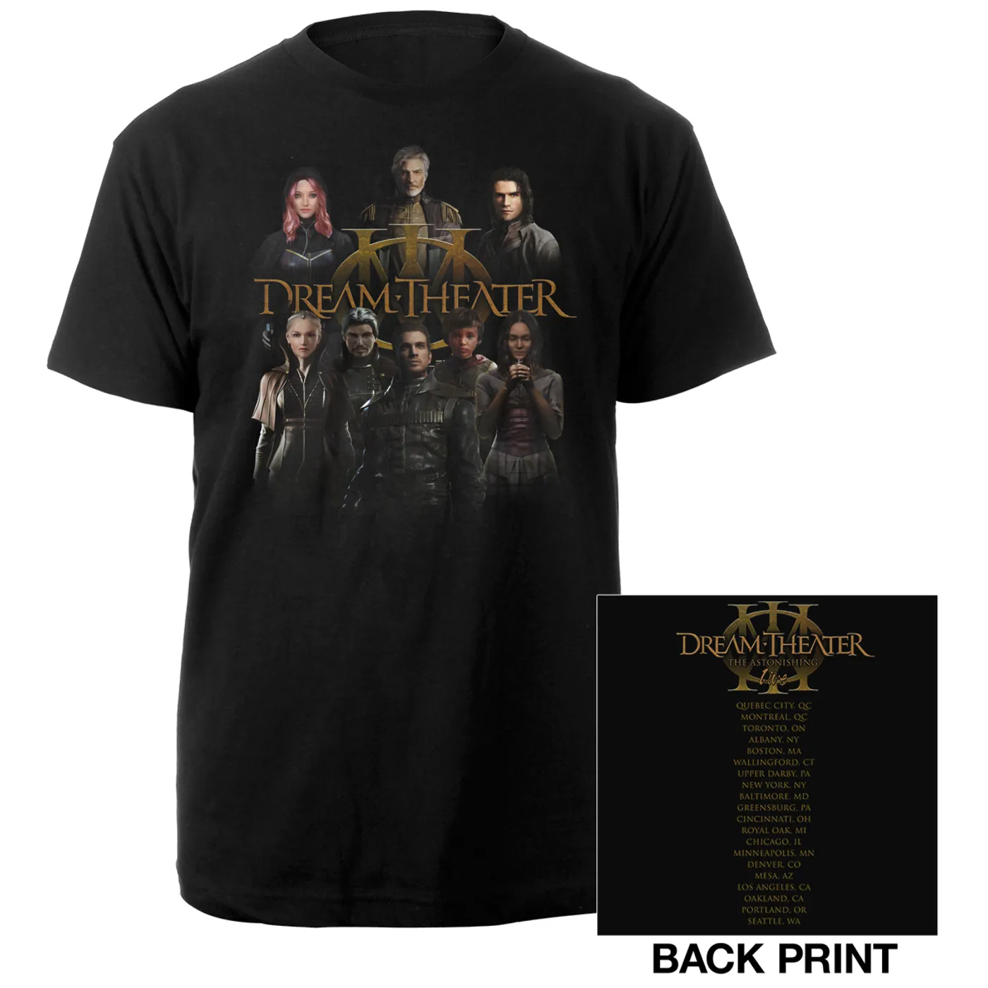 Dream Theater The Astonishing Characters 2016 US Tour Tee