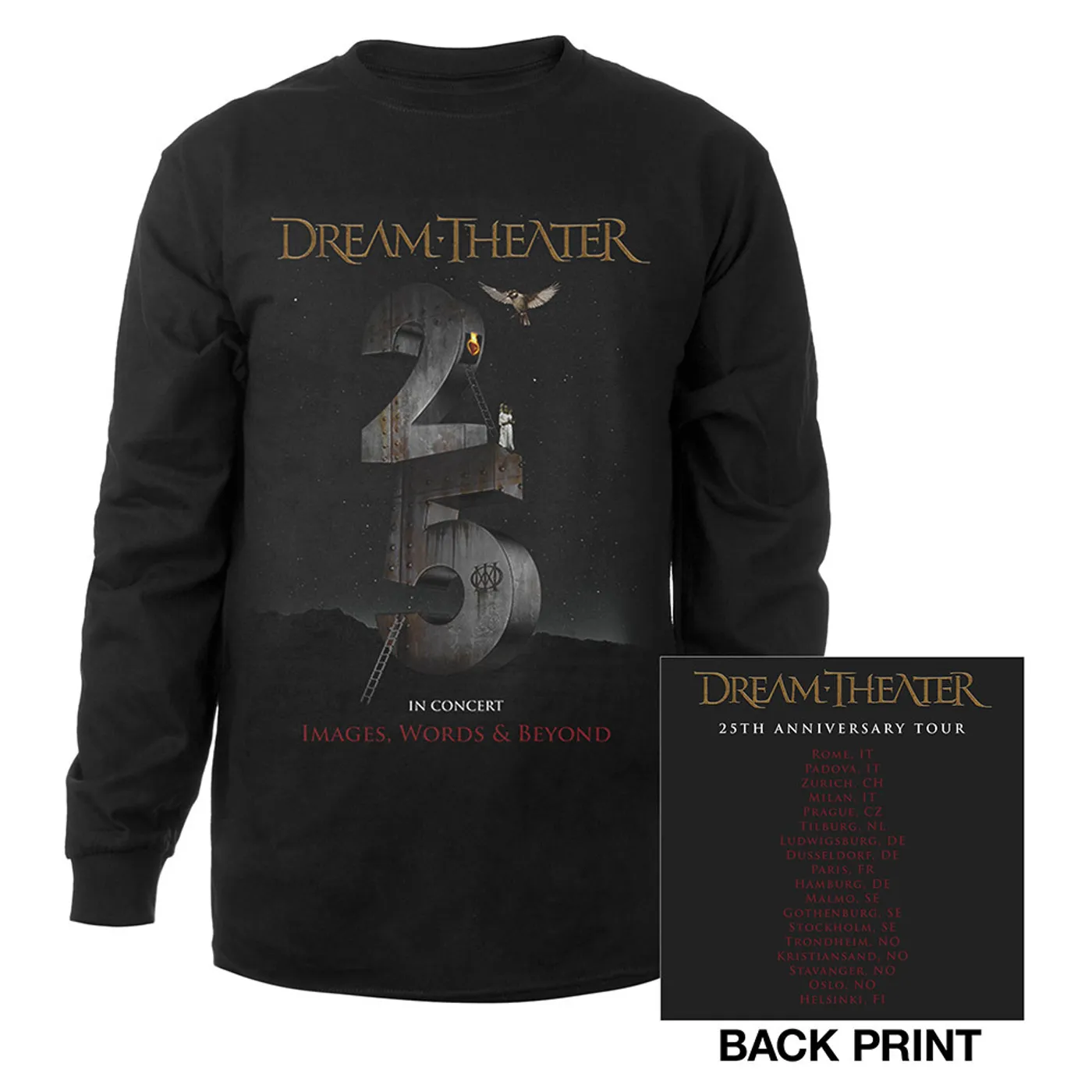 Dream Theater Images and Words 25th Anniversary 2017 EU Tour Longsleeve Tee
