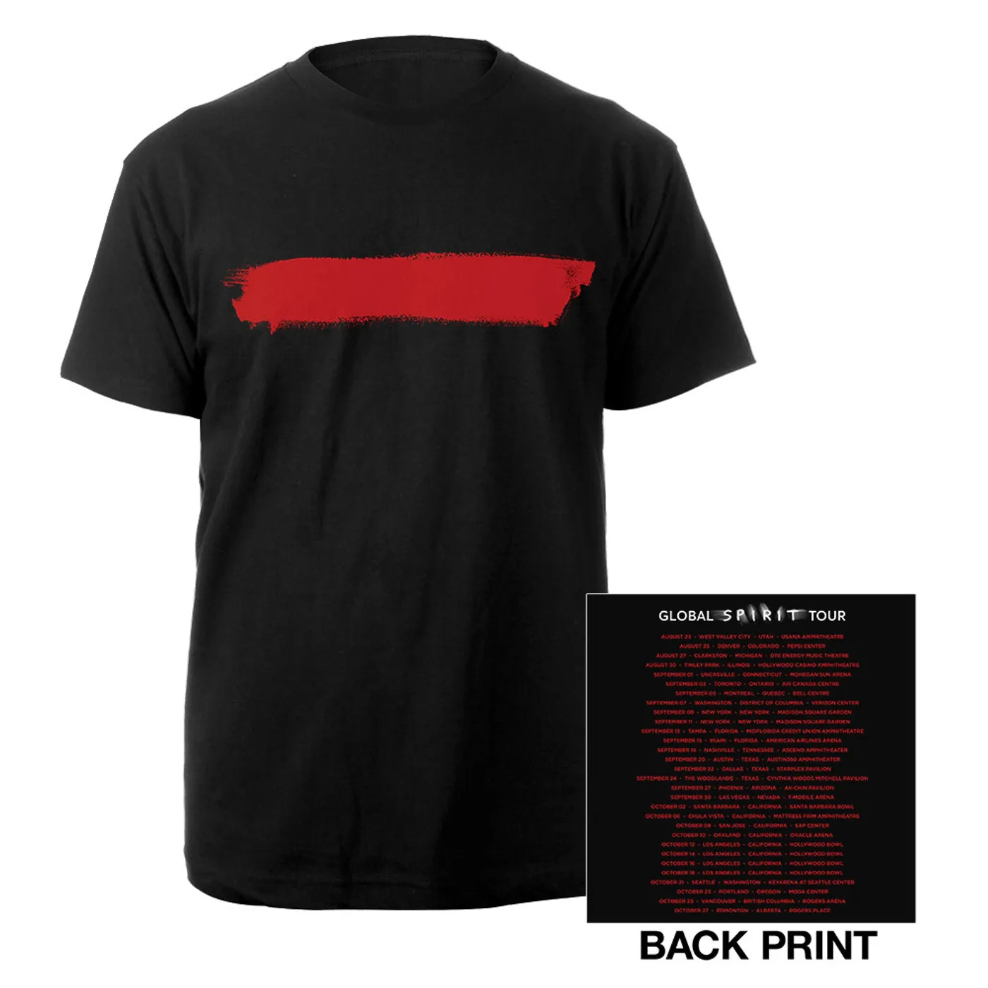 Depeche Mode Red Stripe/US Dates Black T-shirt