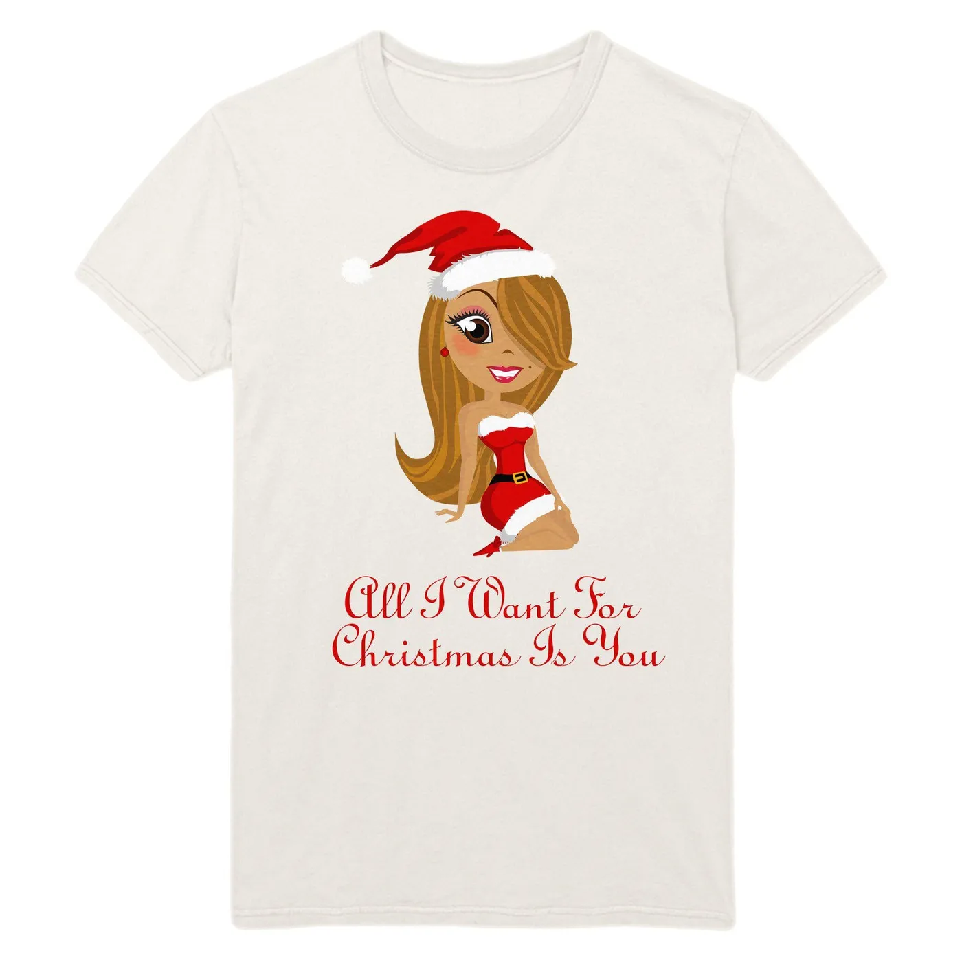 Mariah Carey All I Want For Christmas Is You Caricature Short Sleeve Tee