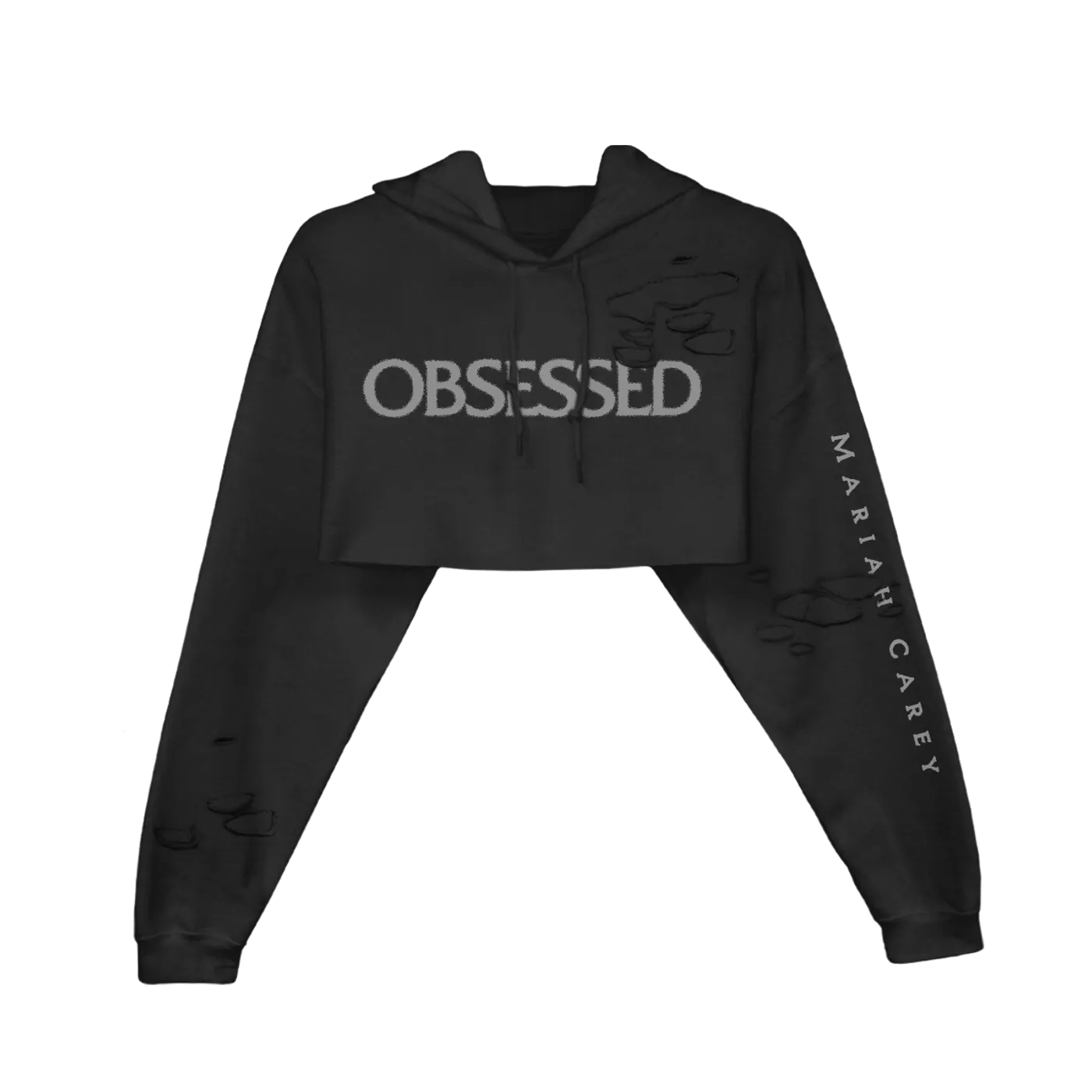 Mariah Carey Obsessed Crop Hoodie - Black