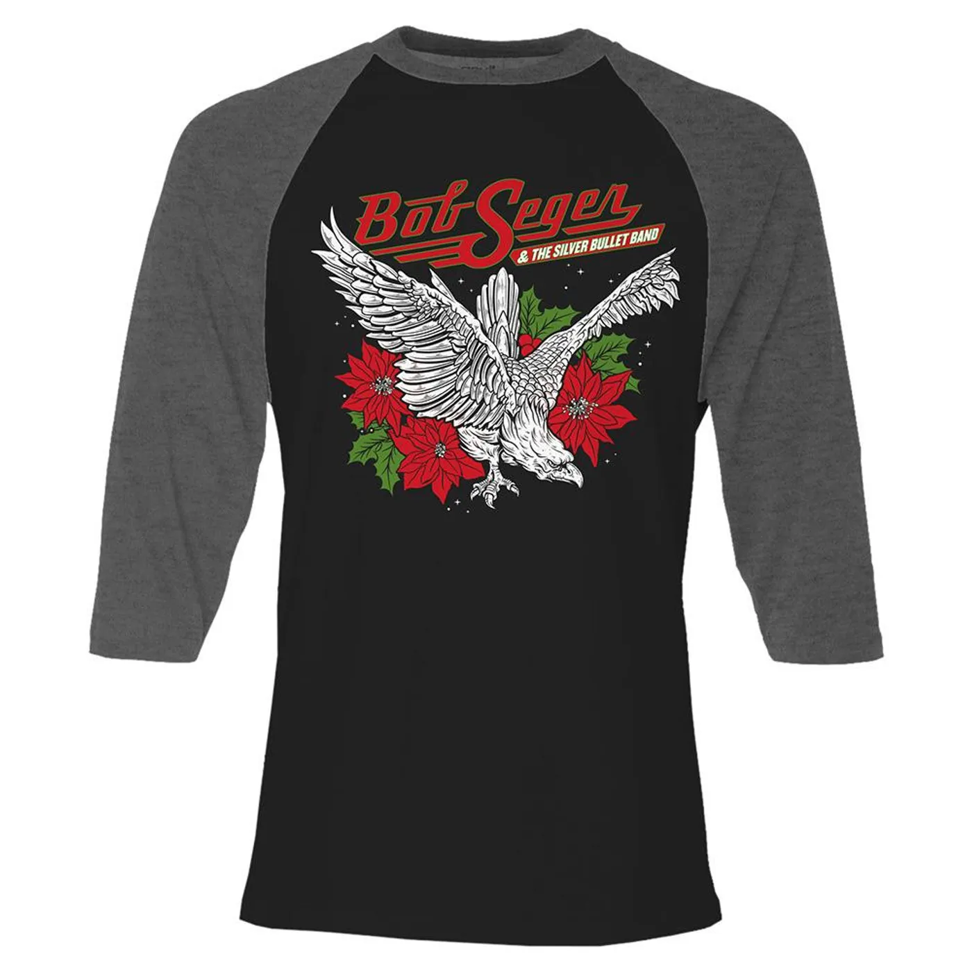 Bob Seger & The Silver Bullet Band Poinsettia Eagle Holiday Raglan Shirt